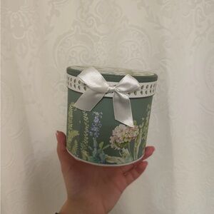 Floral Green Decorative Tin with Bow